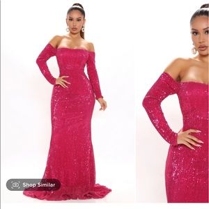 Fuschia Sequin Gown Perfect for a Black Tie Event / Wedding